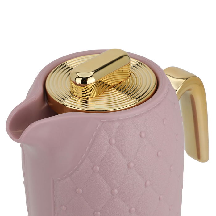 Timeless rattan thermos, dark pink, with a golden handle, 1 liter image 4