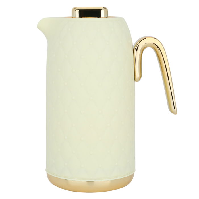 Timeless rattan thermos, lemon color, with a golden handle, 1 liter image 1