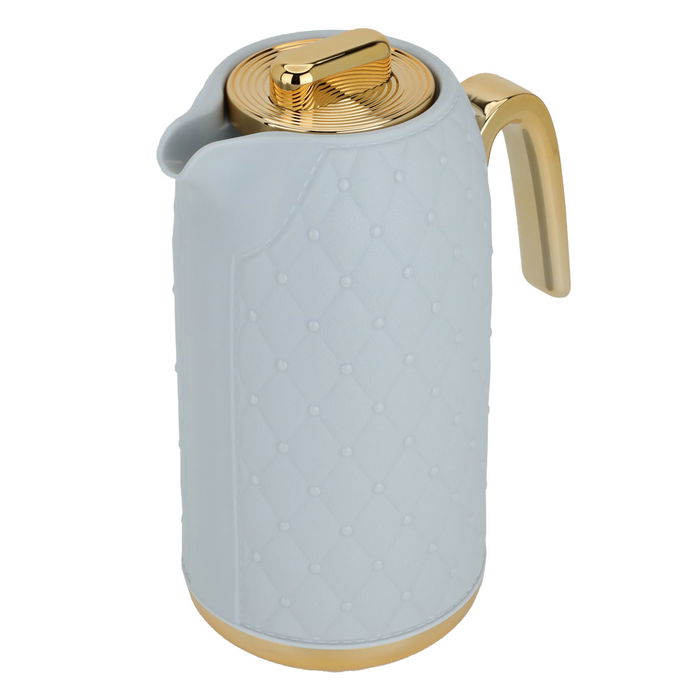 Timeless rattan thermos, light gray with a golden handle, 1 liter image 2