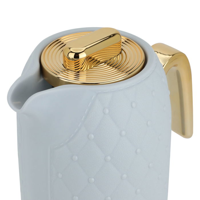 Timeless rattan thermos, light gray with a golden handle, 1 liter image 4