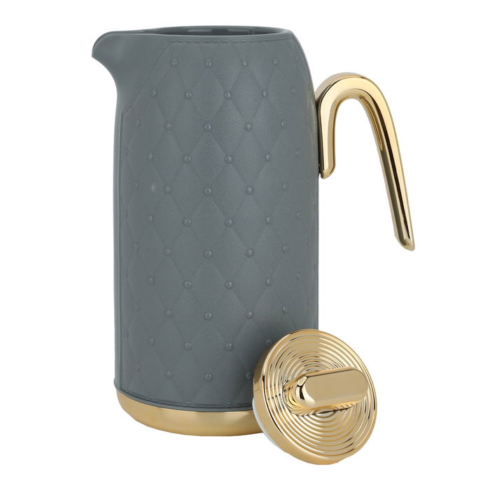 Timeless rattan thermos, dark gray with a golden handle, 1 liter image 3