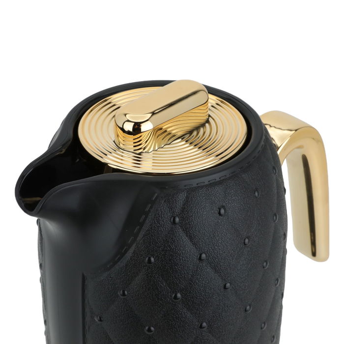 Timeless black rattan thermos with golden handle 1 liter image 4