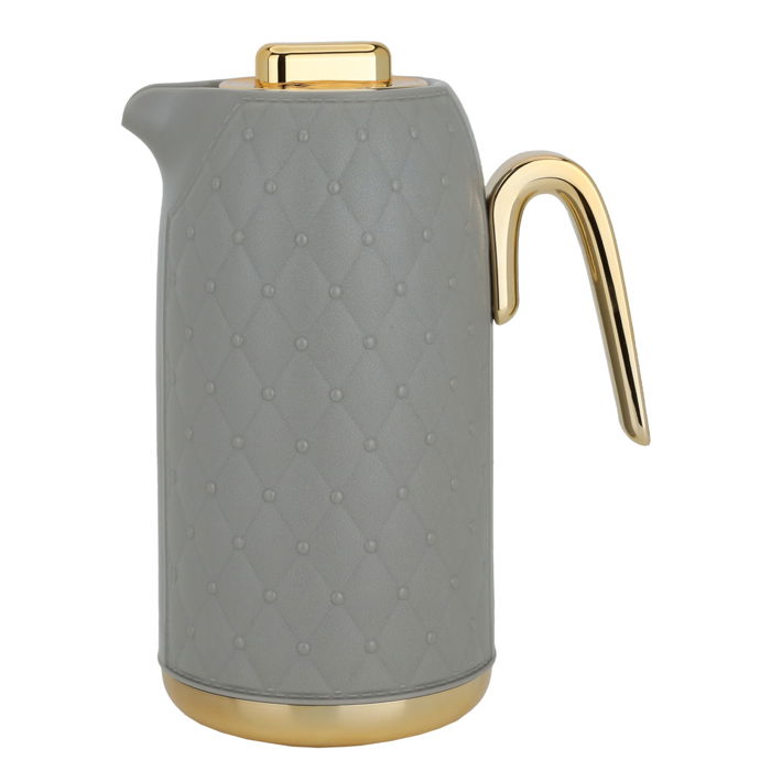 Timeless rattan thermos, light brown with a golden handle, 1 liter image 1