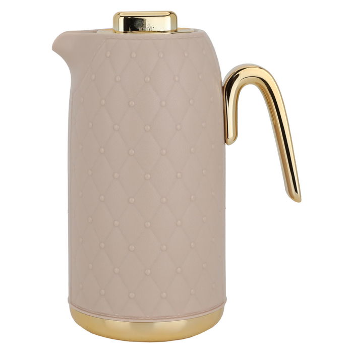 Timeless rattan thermos, light brown, a golden handle, 1 liter image 1