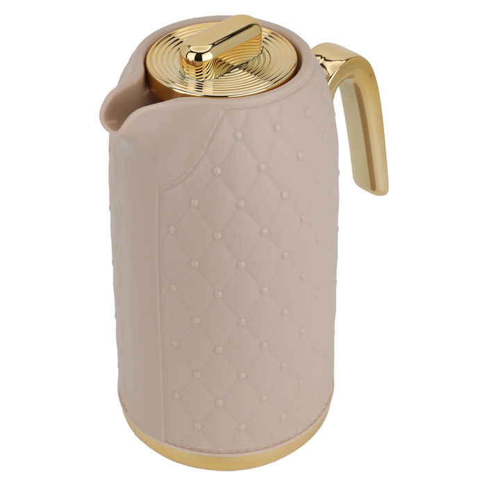 Timeless rattan thermos, light brown, a golden handle, 1 liter image 2