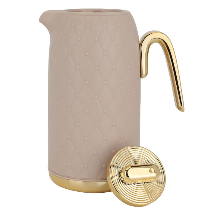 Timeless rattan thermos, light brown, a golden handle, 1 liter image 3