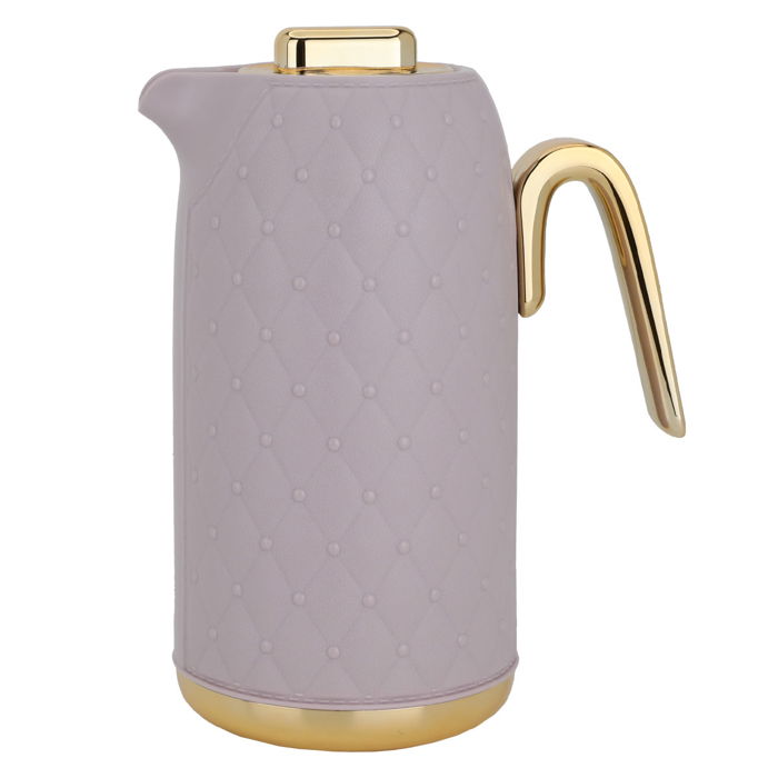Timeless rattan thermos, light purple with a golden handle, 1 liter image 1