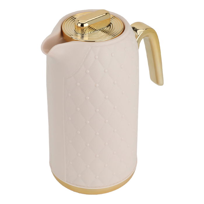 Timeless rattan thermos light peach with golden handle 1 liter image 2