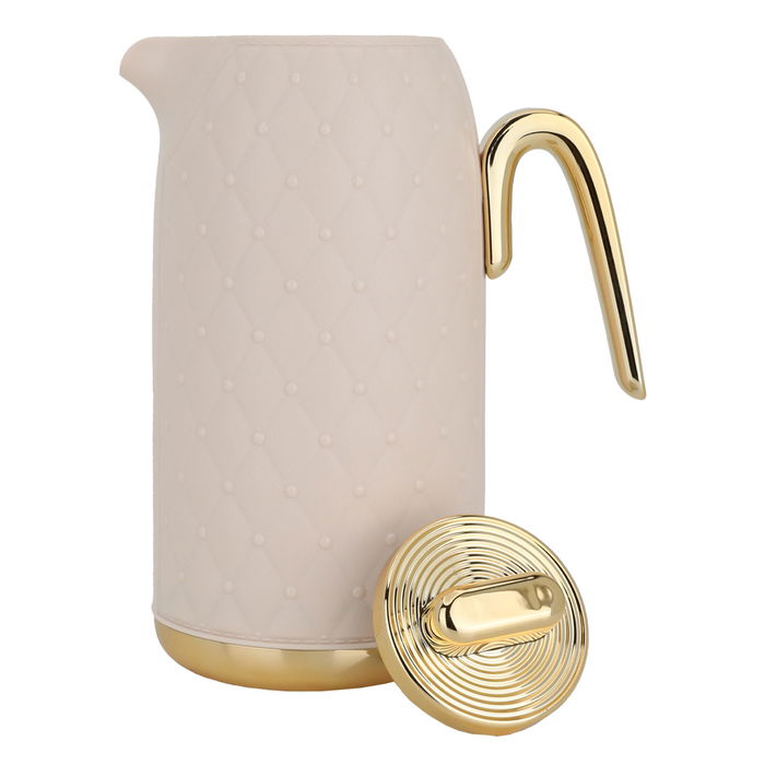 Timeless rattan thermos light peach with golden handle 1 liter image 3