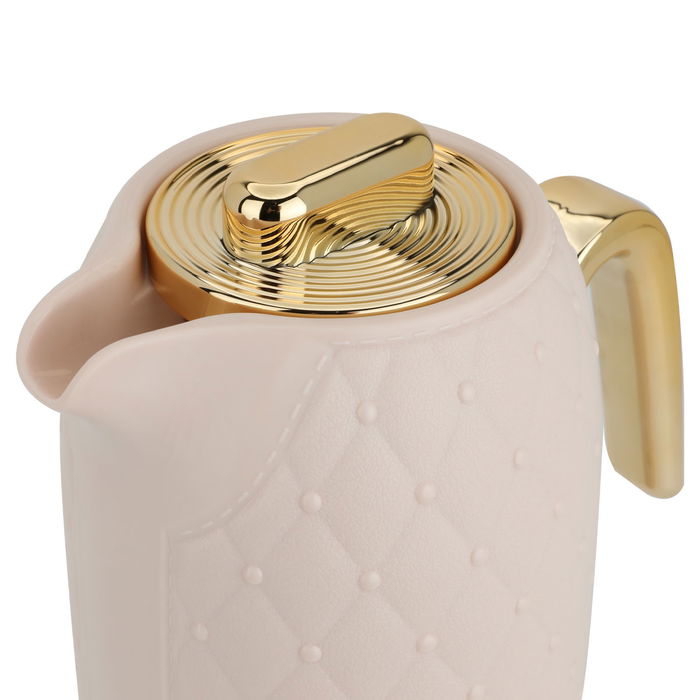 Timeless rattan thermos light peach with golden handle 1 liter image 4