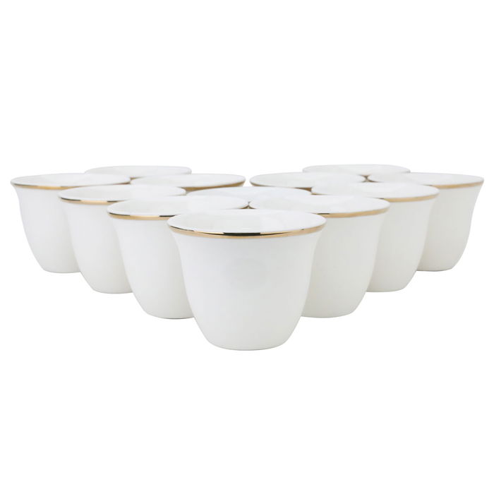 Arabic Porcelain White Gold Stripe Coffee Cups Set 12 Pieces image 1