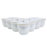 Arabic Porcelain White Embossed Silver Coffee Cups Set 12 Pieces product image