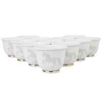 Arabic Porcelain White Embossed Silver Horse Coffee Cups Set 12 Pieces product image