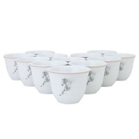 Arabic Coffee Cups Set Medium Porcelain White Horse Pattern 12 Pieces product image