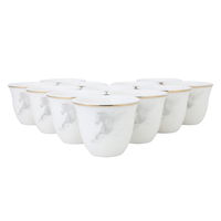 Large Arabic Porcelain White Horse Pattern Coffee Cups Set 12 Pieces product image