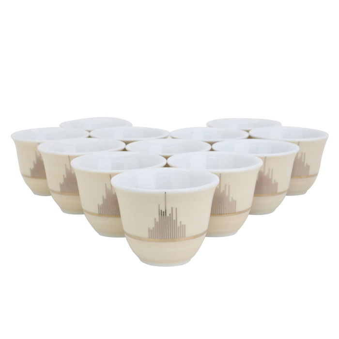 Arabic Coffee Cups Set Light Beige Porcelain 12 Pieces image 1