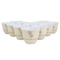 Light Beige Embossed Tree Porcelain Coffee Cups Set 12 Pieces product image