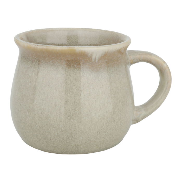 Round ceramic mug with light beige handle large 14 image 1