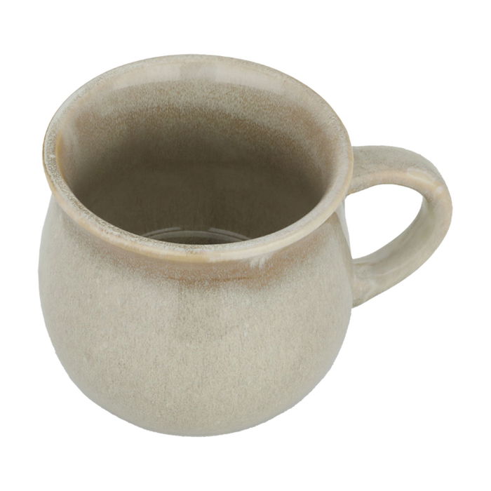 Round ceramic mug with light beige handle large 14 image 2