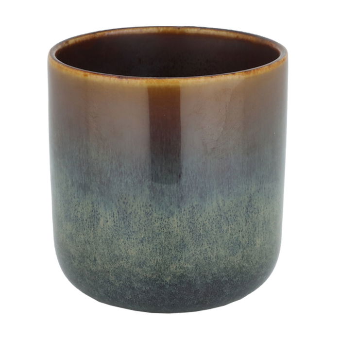 Brown Gray Round Ceramic Mug Small 3.5 image 1