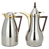 Maha thermos set, silver, with a dark wooden handle, two pieces product image