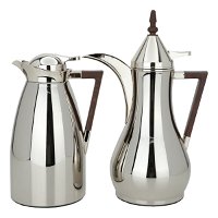 Maha thermos set, shiny nickel with dark wooden handle, two pieces product image