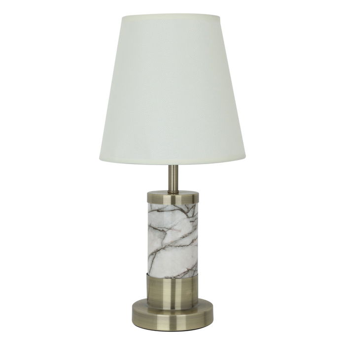 Edison beige lamp with marble base in gold image 1