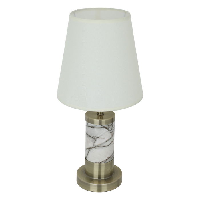 Edison beige lamp with marble base in gold image 2