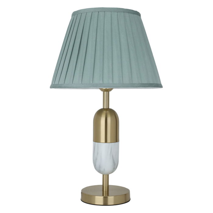 Edison Light Green Lamp with Marble Base White and Gold image 1