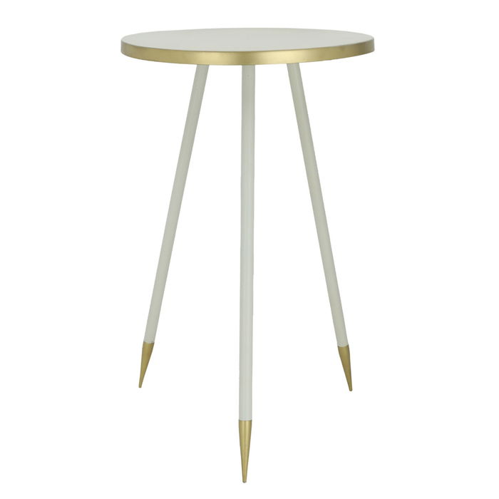 India light beige round table with golden trim three legs image 1