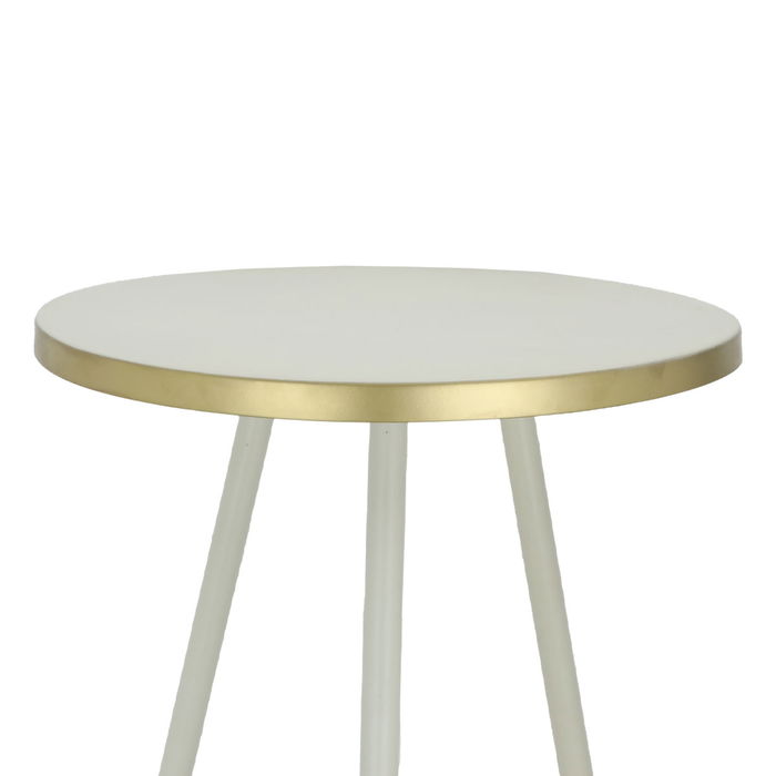 India light beige round table with golden trim three legs image 2