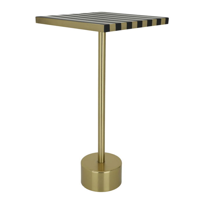 India Square Table Stripes Gold & Black With Gold Base image 1