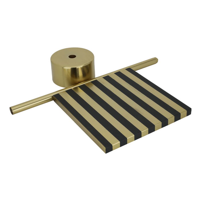 India Square Table Stripes Gold & Black With Gold Base image 3