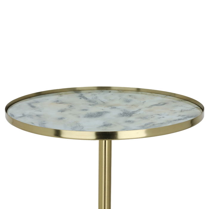 India Marble round table with gold rim and base image 2