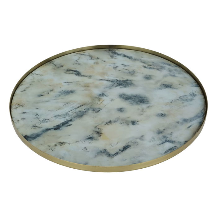 India Marble round table with gold rim and base image 3