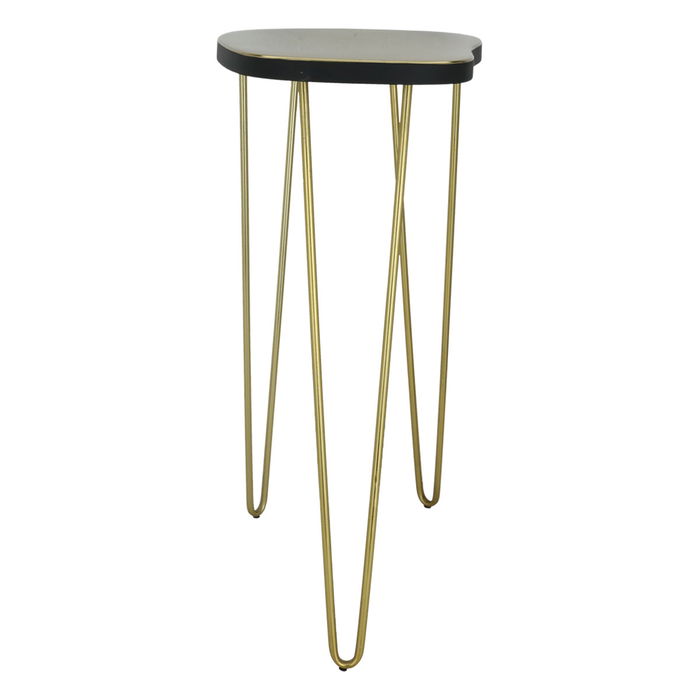 India golden corrugated table with black rim image 1