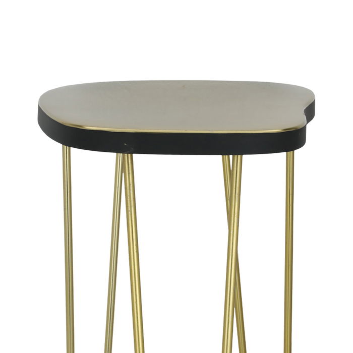 India golden corrugated table with black rim image 2