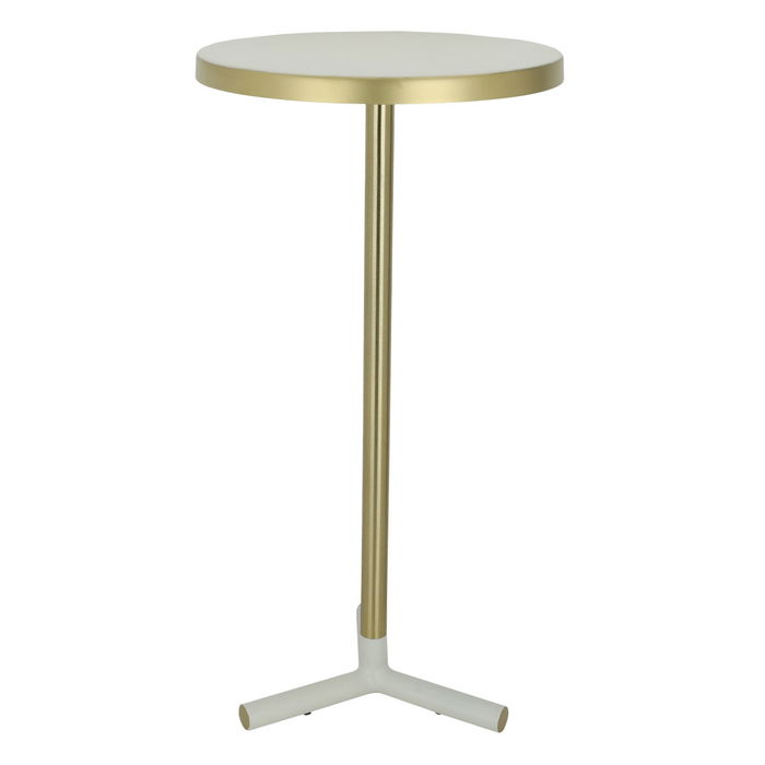 India light beige round table with golden rim with base image 1