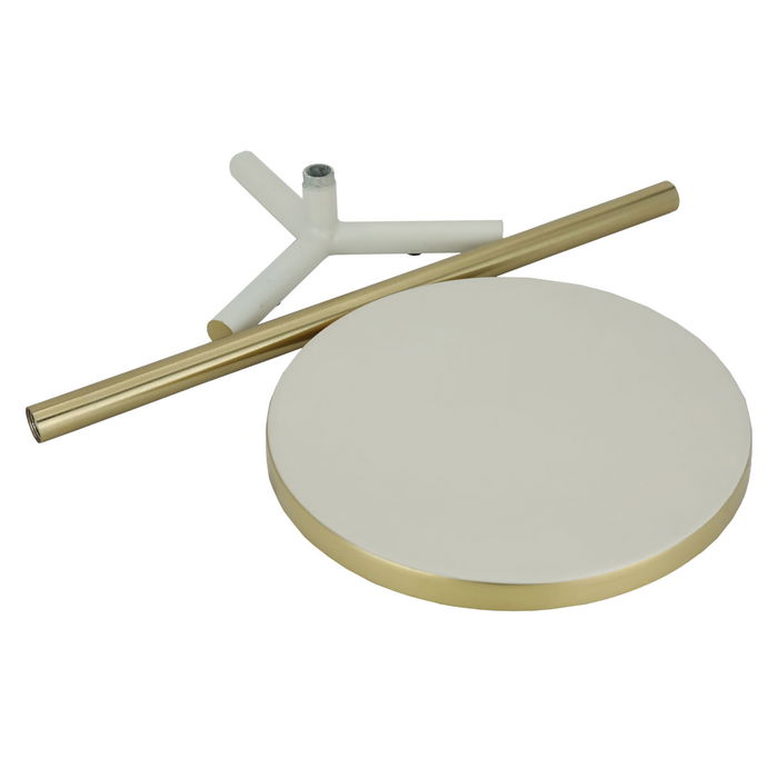 India light beige round table with golden rim with base image 2