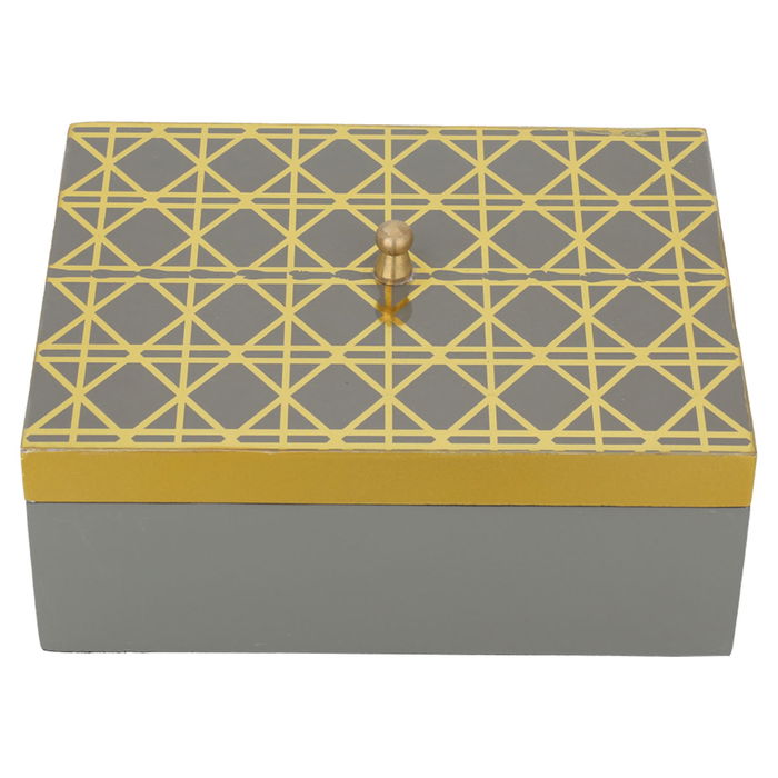 India Rectangular Wooden Cappuccino Box with Embossed Gold Lid image 1