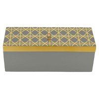 انديا صندوق خشبي مستطيل مقسم كابتشينو بغطاء ذهبي product image