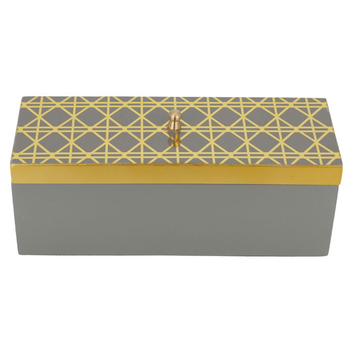 India Rectangular Wooden Box Cappuccino Divider With Gold Lid image 1