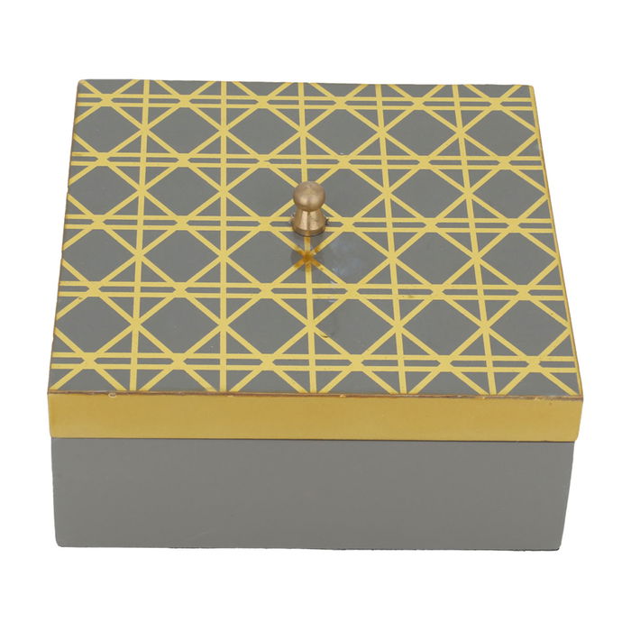 India Square Wooden Box Cappuccino Divider With Embossed Gold Lid image 1