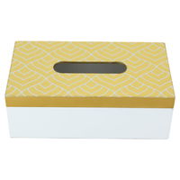 India White wooden napkin box with embossed gold lid product image