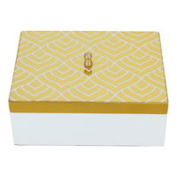 India White rectangular wooden box with embossed gold lid product image