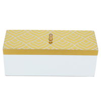 India White Rectangular Wooden Box with Embossed Gold Lid product image