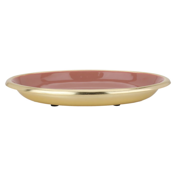 India Plate Serving Oval Dessert Peach Steel With Gold image 2