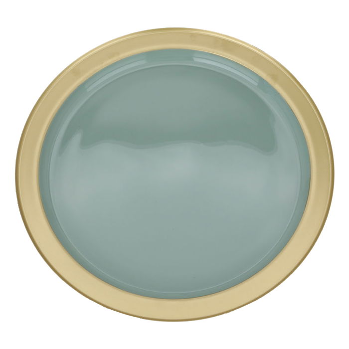 India Plate Serving Round Solution Light Green Steel With Gold image 3