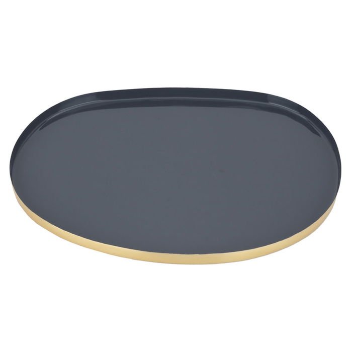 India Serving dish oval solution dark gray with gold image 1