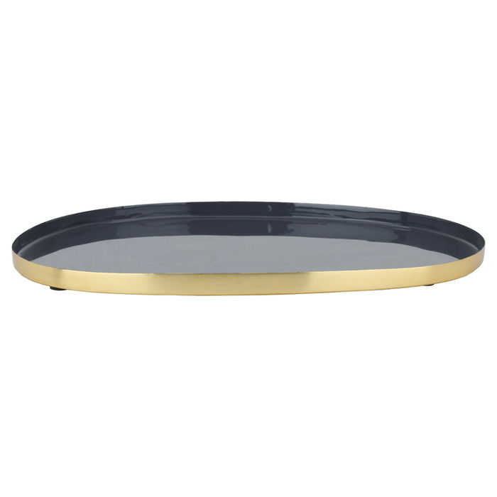 India Serving dish oval solution dark gray with gold image 2